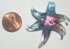 1 42mm Light Aqua and Dark Pink with Foil Lampwork Starfish Pendant